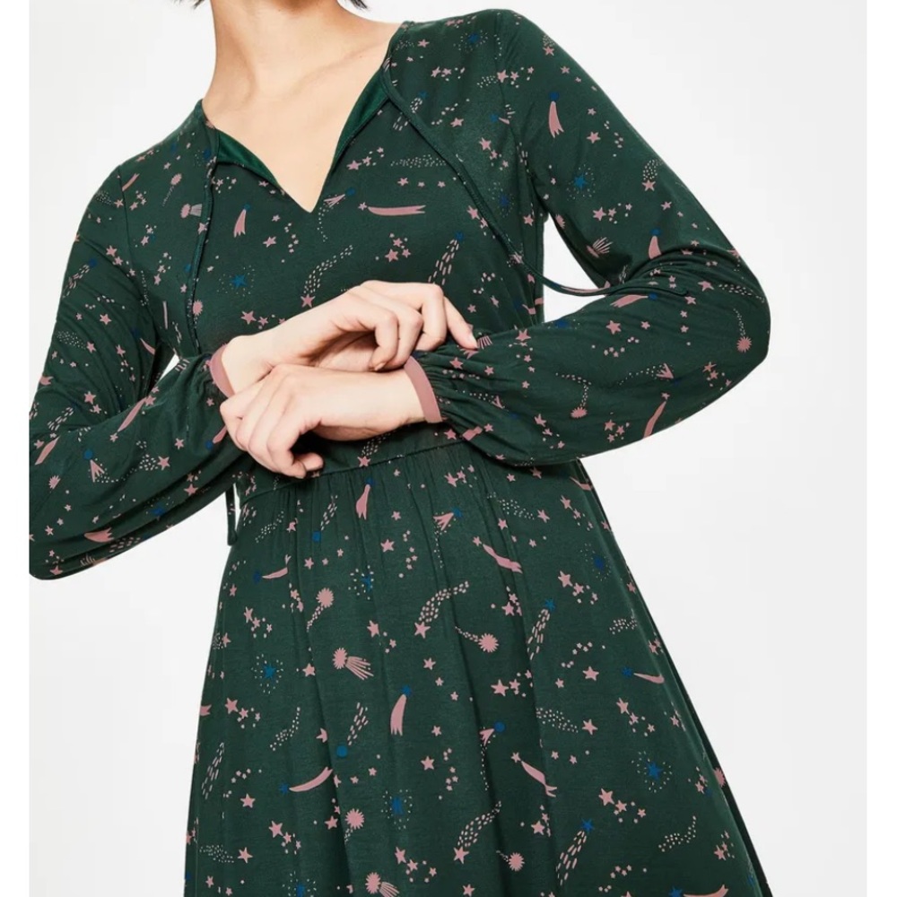 Boden Chatsworth Flora Midi Star Flora Jersey Midi Dress Cosmic Shooting Stars - Picture 10 of 13